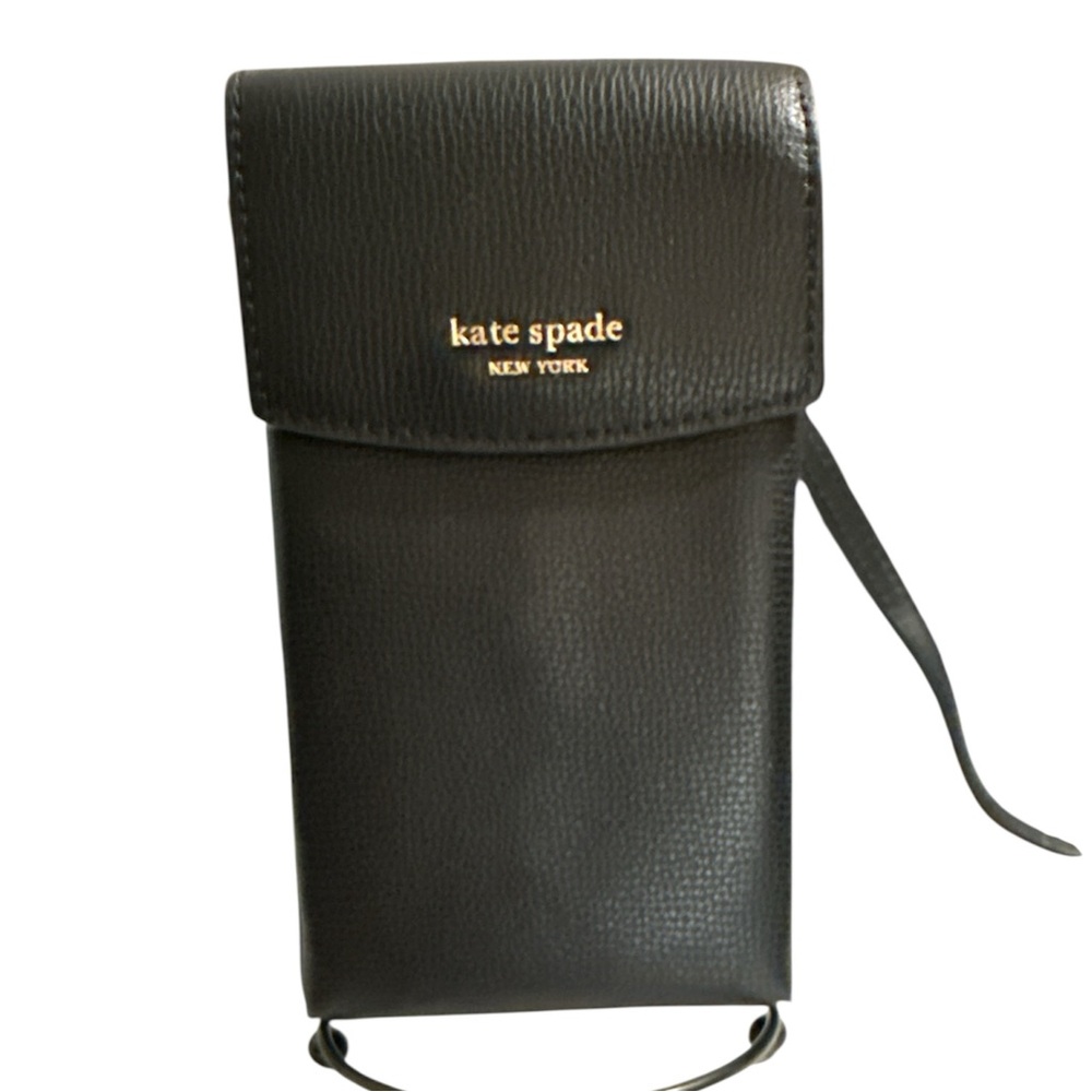 Kate Spade Sylvia Black Saffiano Flap Crossbody Bag Mini Gold Hardware Slim
